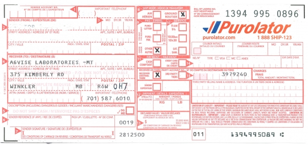 Purolator Shipping Label