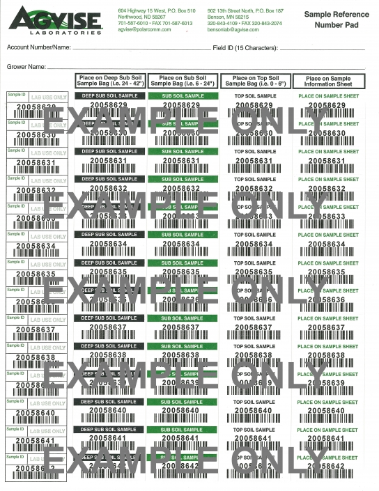 Sticker With Rwefrence Number Reference Number Sticker Pad - Agvise Laboratories