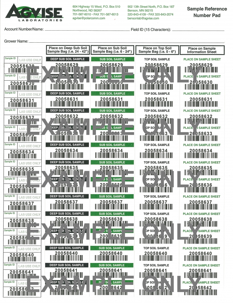 Reference Number Sticker Pad - Agvise Laboratories