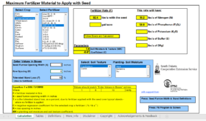 Seed Safety Calculator from SDSU for Starter Fertilizer Article